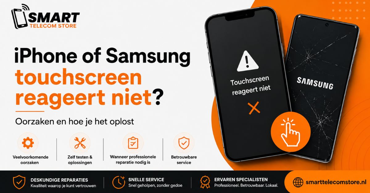 iPhone en Samsung met een niet reagerend touchscreen voor smartphone reparatie