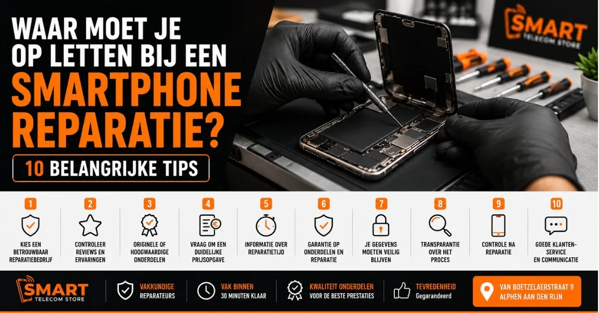 Smartphone reparatie door technicus met belangrijke tips voor veilige en betrouwbare reparatieservice