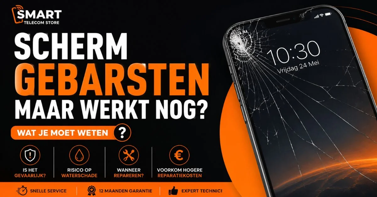 Scherm gebarsten maar werkt nog? Ontdek wanneer je een iPhone of Samsung scherm moet repareren en welke risico's een gebarsten telefoonscherm met zich meebrengt.