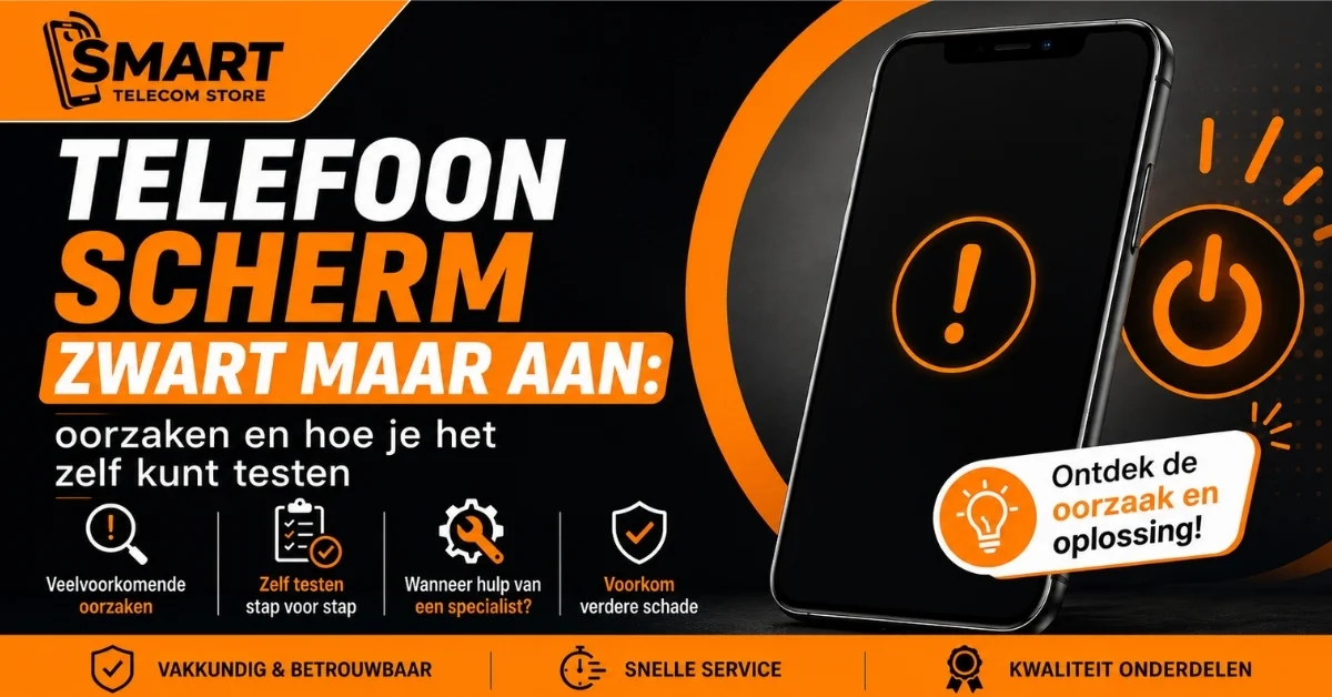 Telefoon scherm zwart maar aan: ontdek de meest voorkomende oorzaken en hoe je het probleem zelf kunt testen voordat je een smartphone reparatie laat uitvoeren.
